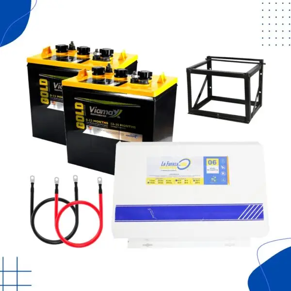 Combo de Inversor LA FUERZA ceps de 1.5kw con 2 Baterias de 6v VIAMAX GOLD