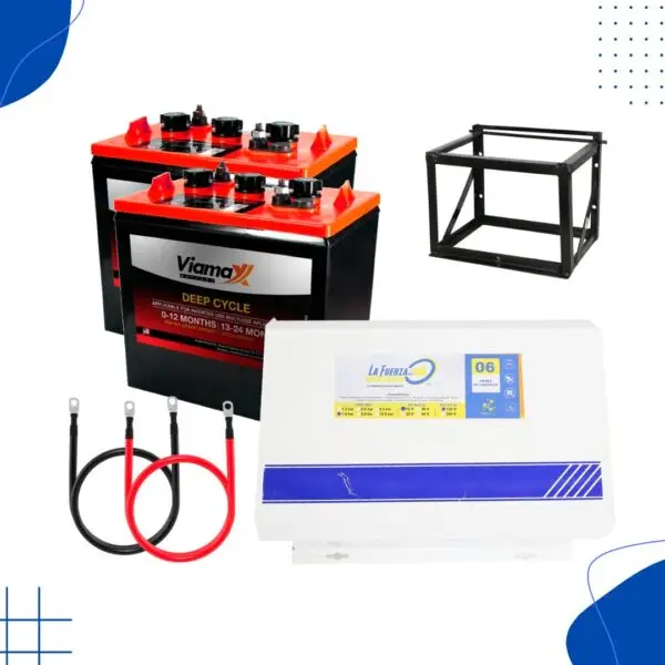 Combo de Inversor LA FUERZA ceps de 1.5Kw con 2 Baterias de 6v VIAMAX