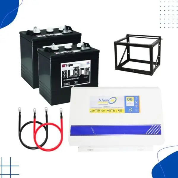 Combo de Inversor LA FUERZA ceps de 1.5Kw con 2 Baterias de 6v BLACK TROJAN